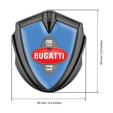 Bugatti 3d Emblem Badge Graphite Glacial Blue Crossed Logo Edition
