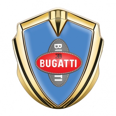 Bugatti 3d Emblem Badge Gold Glacial Blue Crossed Logo Edition