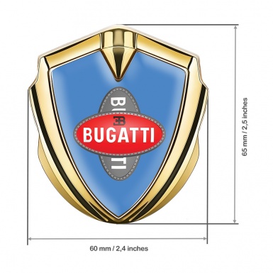 Bugatti 3d Emblem Badge Gold Glacial Blue Crossed Logo Edition
