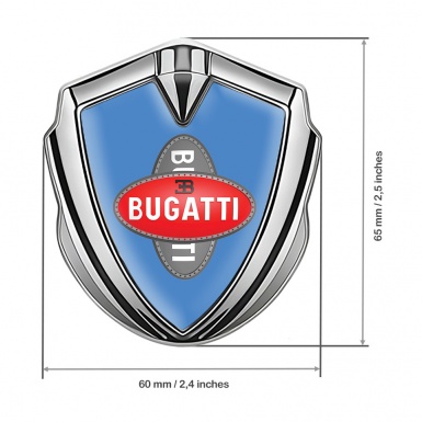 Bugatti 3d Emblem Badge Silver Glacial Blue Crossed Logo Edition
