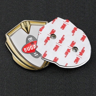 Bugatti Silicon Emblem Badge Gold Moon Grey Crossed Logo Edition
