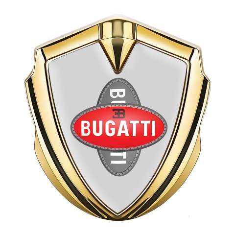 Bugatti Silicon Emblem Badge Gold Moon Grey Crossed Logo Edition