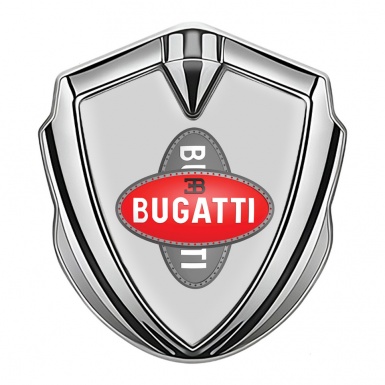 Bugatti Silicon Emblem Badge Silver Moon Grey Crossed Logo Edition