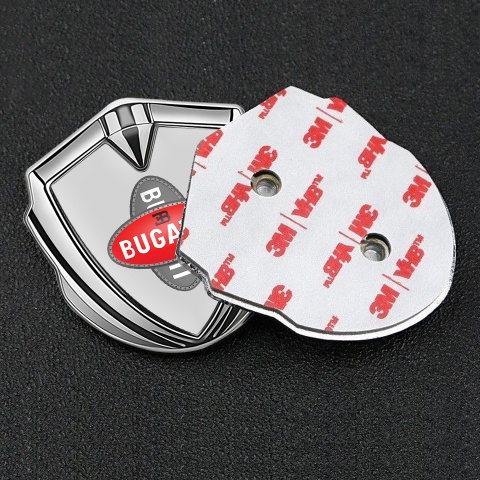 Bugatti Silicon Emblem Badge Silver Moon Grey Crossed Logo Edition