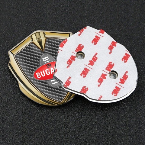 Bugatti Emblem Car Badge Gold Dark Carbon Crossed Logo Edition