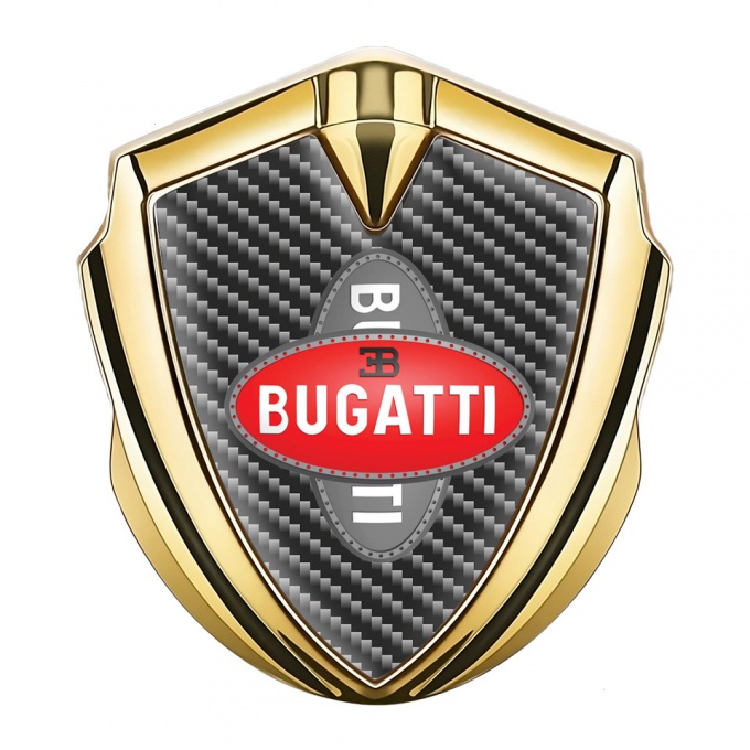 Bugatti Emblem Car Badge Gold Dark Carbon Crossed Logo Edition
