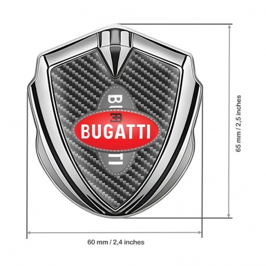 Bugatti Emblem Car Badge Silver Dark Carbon Crossed Logo Edition