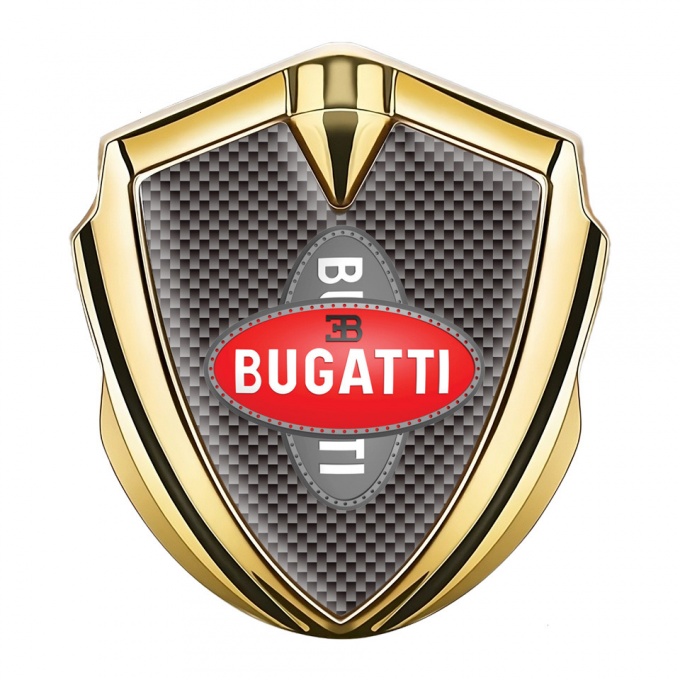 Bugatti Emblem Silicon Badge Gold Brown Carbon Crossed Logo Edition