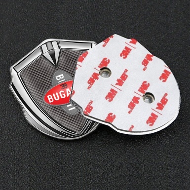 Bugatti Emblem Silicon Badge Silver Brown Carbon Crossed Logo Edition