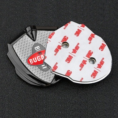 Bugatti Metal Domed Emblem Graphite Honeycomb Crossed Logo Edition