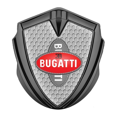 Bugatti Metal Domed Emblem Graphite Honeycomb Crossed Logo Edition