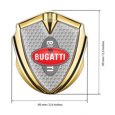 Bugatti Metal Domed Emblem Gold Honeycomb Crossed Logo Edition