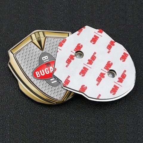 Bugatti Metal Domed Emblem Gold Honeycomb Crossed Logo Edition