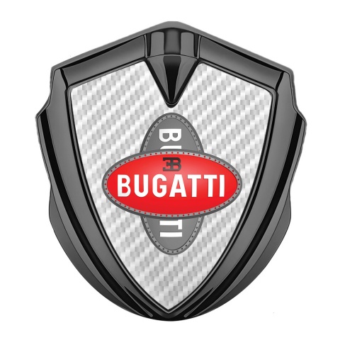 Bugatti Badge Self Adhesive Graphite White Carbon Crossed Logo Motif