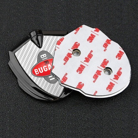 Bugatti Badge Self Adhesive Graphite White Carbon Crossed Logo Motif