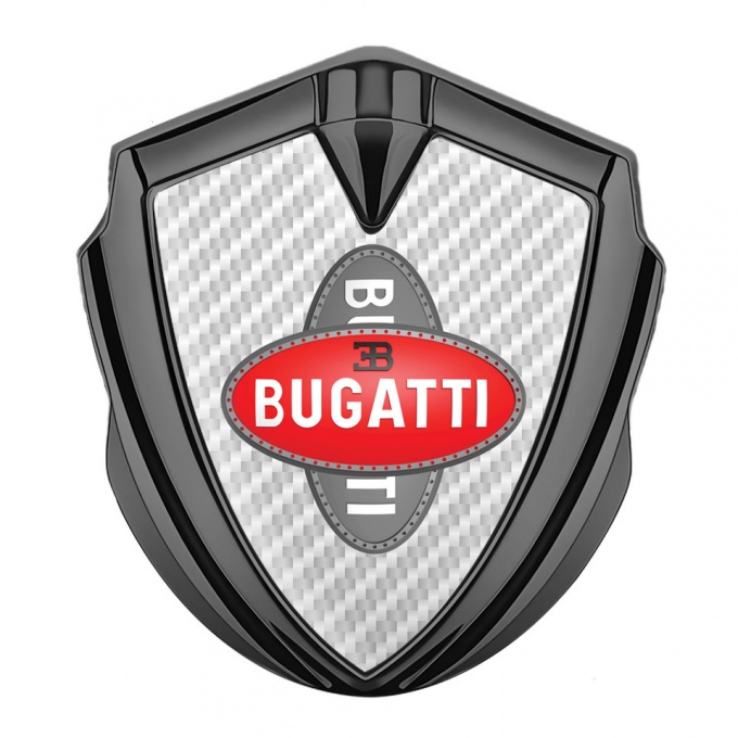 Bugatti Badge Self Adhesive Graphite White Carbon Crossed Logo Motif