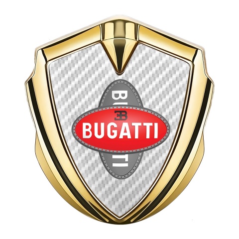 Bugatti Badge Self Adhesive Gold White Carbon Crossed Logo Motif