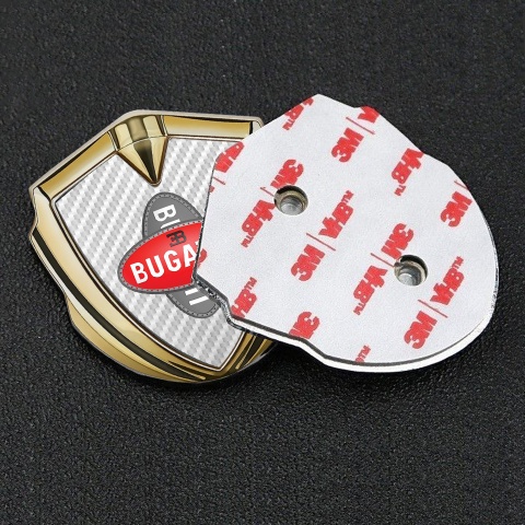 Bugatti Badge Self Adhesive Gold White Carbon Crossed Logo Motif