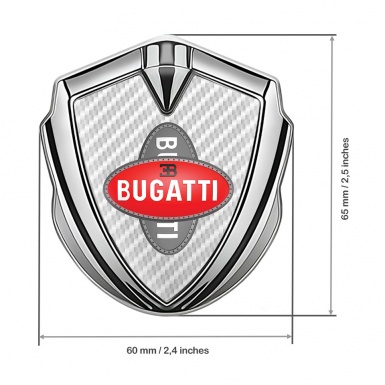 Bugatti Badge Self Adhesive Silver White Carbon Crossed Logo Motif