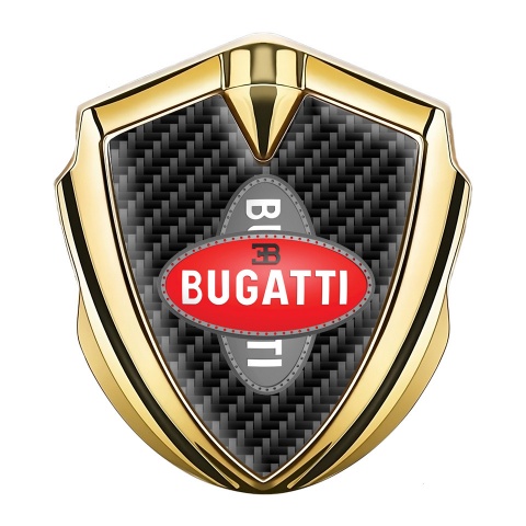 Bugatti Emblem Fender Badge Gold Black Carbon Crossed Logo Design