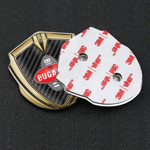 Bugatti Emblem Fender Badge Gold Black Carbon Crossed Logo Design