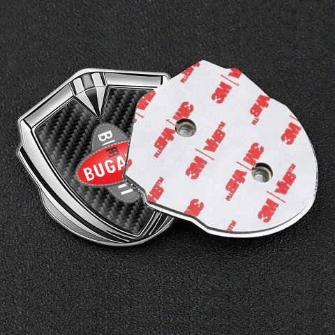 Bugatti Emblem Fender Badge Silver Black Carbon Crossed Logo Design