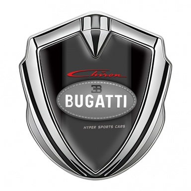 Bugatti Chiron Fender Emblem Badge Silver Black Base Classic Logo