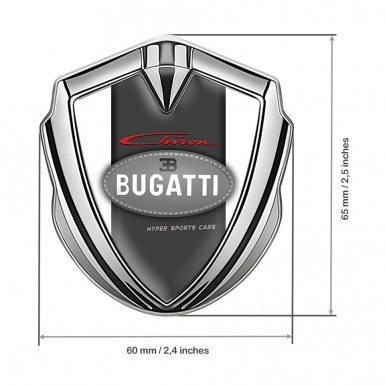 Bugatti Chiron Emblem Trunk Badge Silver White Frame Classic Logo