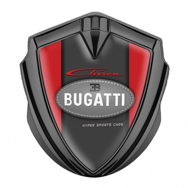 Bugatti Chiron Metal Emblem Badge Graphite Red Frame Classic Logo
