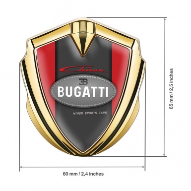 Bugatti Chiron Metal Emblem Badge Gold Red Frame Classic Logo