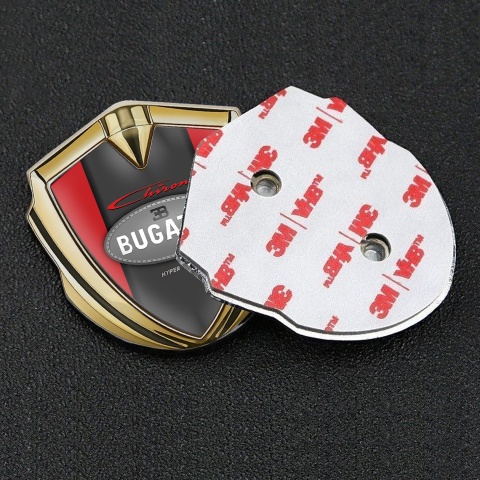 Bugatti Chiron Metal Emblem Badge Gold Red Frame Classic Logo