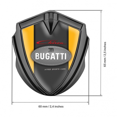 Bugatti Chiron Domed Emblem Badge Graphite Yellow Frame Classic Logo