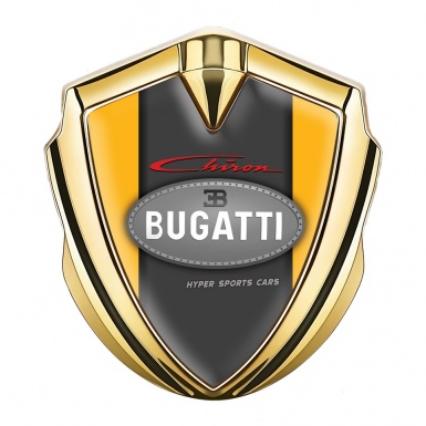 Bugatti Chiron Domed Emblem Badge Gold Yellow Frame Classic Logo