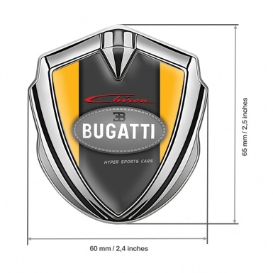 Bugatti Chiron Domed Emblem Badge Silver Yellow Frame Classic Logo