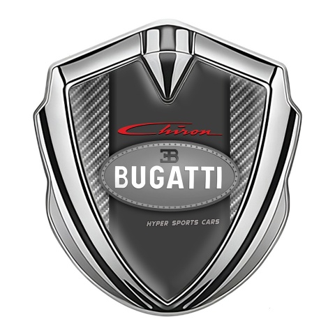 Bugatti Chiron Emblem Ornament Badge Silver Light Carbon Classic Logo