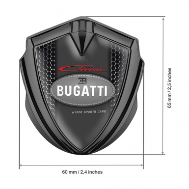 Bugatti Chiron Bodyside Domed Emblem Graphite Steel Grate Classic Logo