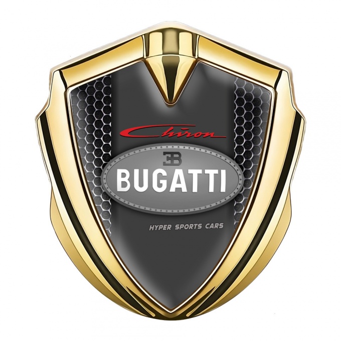Bugatti Chiron Bodyside Domed Emblem Gold Steel Grate Classic Logo