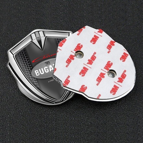 Bugatti Chiron Bodyside Domed Emblem Silver Steel Grate Classic Logo