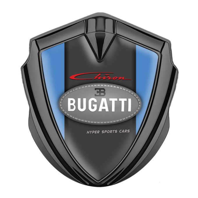 Bugatti Chiron Emblem Metal Badge Graphite Glacial Blue Classic Logo