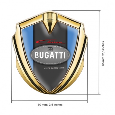 Bugatti Chiron Emblem Metal Badge Gold Glacial Blue Classic Logo