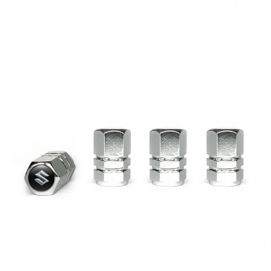 Suzuki Tyre Valve Caps Chrome 4 pcs 3D Logo