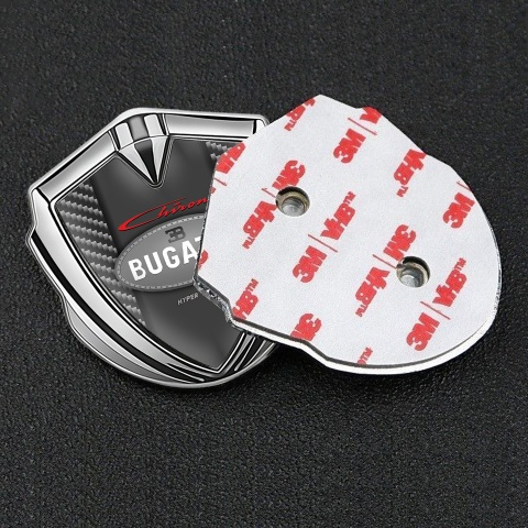 Bugatti Chiron 3d Emblem Badge Silver Dark Carbon Classic Logo