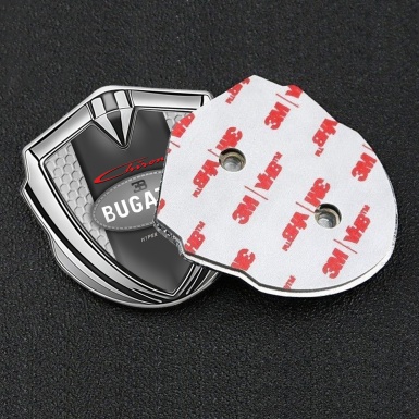 Bugatti Chiron Emblem Car Badge Silver Honeycomb Classic Logo