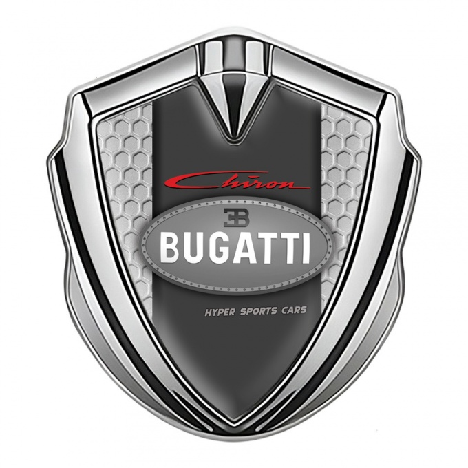 Bugatti Chiron Emblem Car Badge Silver Honeycomb Classic Logo