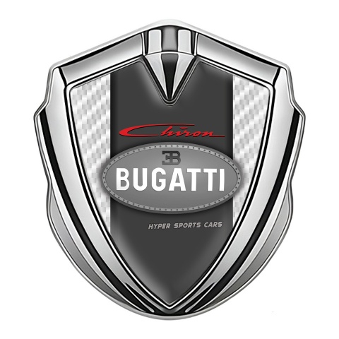 Bugatti Chiron Emblem Silicon Badge Silver White Carbon Classic Logo