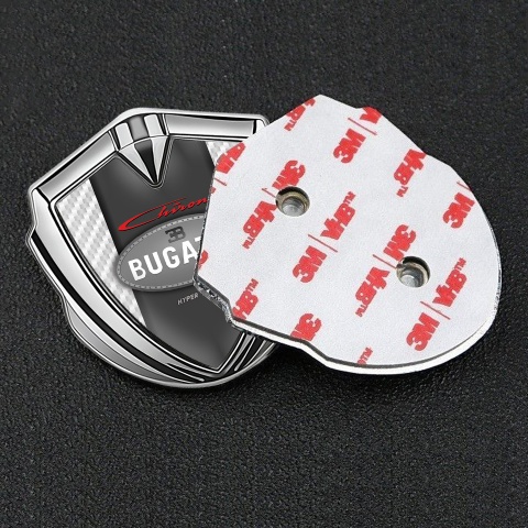 Bugatti Chiron Emblem Silicon Badge Silver White Carbon Classic Logo