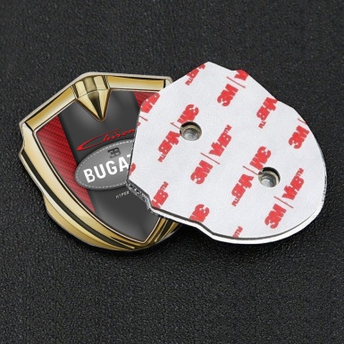Bugatti Chiron Badge Self Adhesive Gold Red Carbon Classic Logo