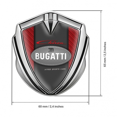 Bugatti Chiron Badge Self Adhesive Silver Red Carbon Classic Logo