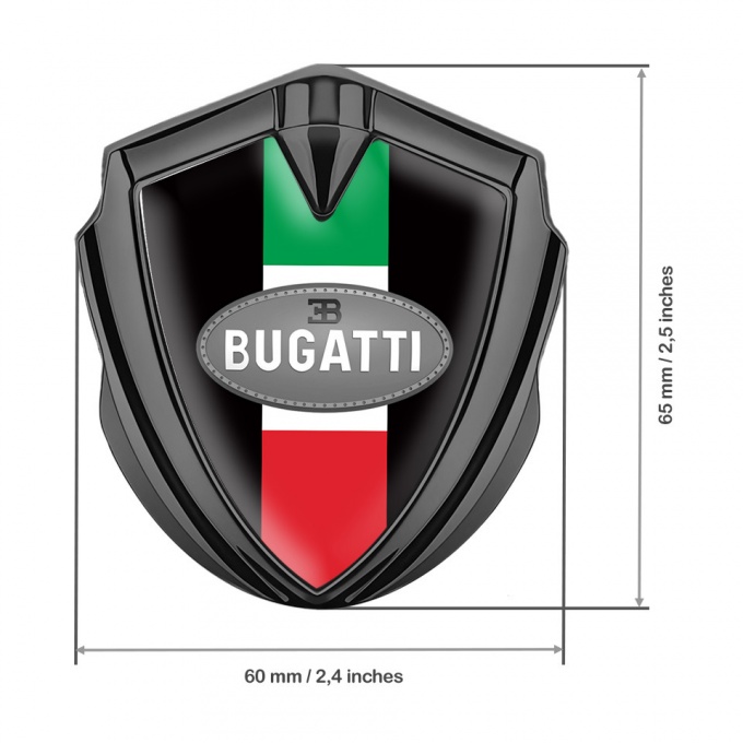 Bugatti Emblem Fender Badge Graphite Black Base Italian Flag Edition ...