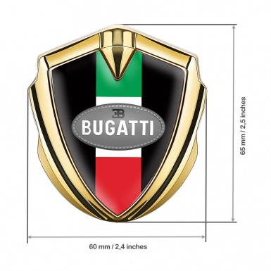 Bugatti Emblem Fender Badge Gold Black Base Italian Flag Edition